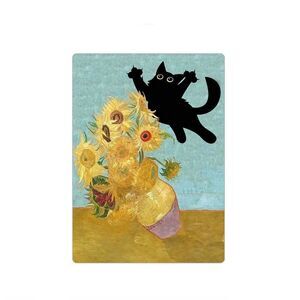 Van Gogh Sunflowers Black Cat Magnet
